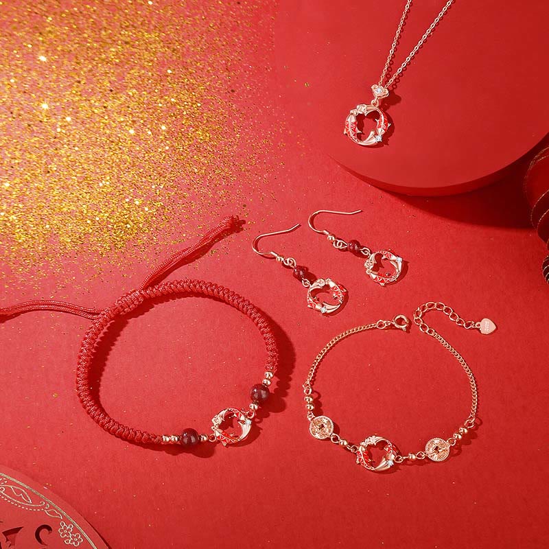 Buddha Stones 925スターリングシルバーメッキ 18Kゴールド鯉辰砂赤紐コネクションブレスレット - image 20