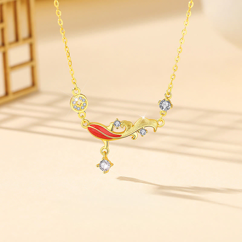 Buddha Stones925スターリングシルバー鯉デザイン赤紐良縁祈願ブレスレット - 鯉のネックレス - image 8