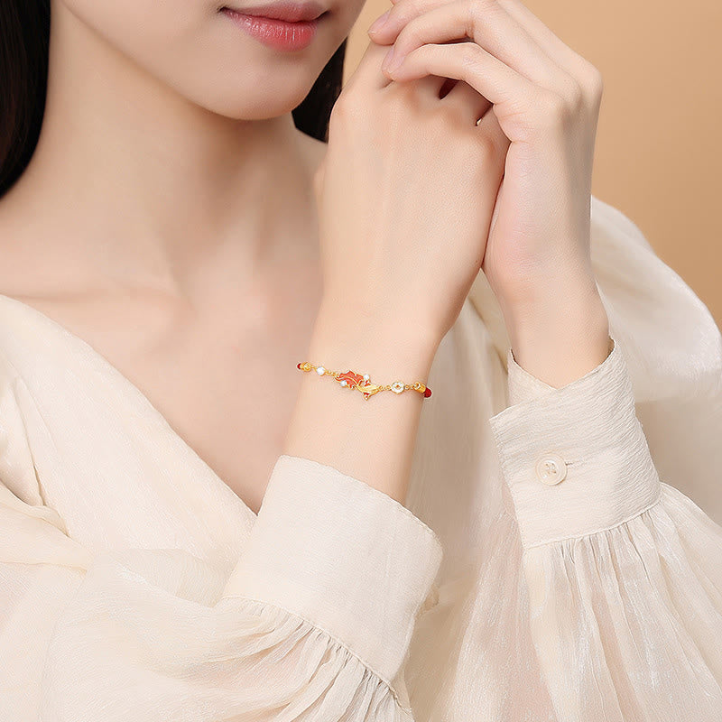 Buddha Stones925スターリングシルバー鯉デザイン赤紐良縁祈願ブレスレット - image 2