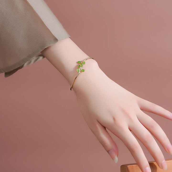 Buddha Stones925スターリングシルバー リーフタッセルデザイン グリーンジャスパー プロテクションネックレス ペンダント - image 14