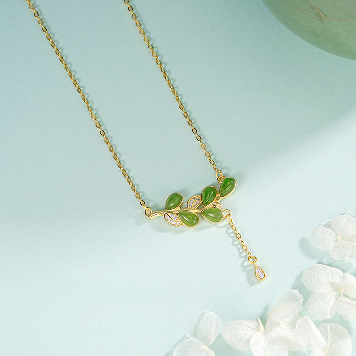 Buddha Stones925スターリングシルバー グリーンジャスパー リーフデザイン バランスイヤリング - image 14