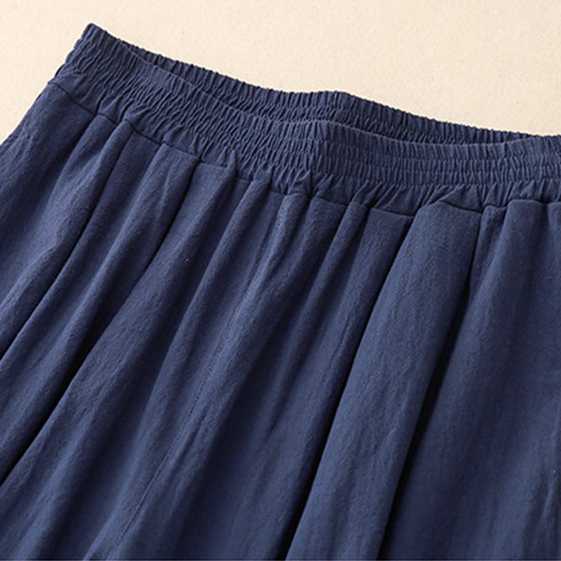 Buddha Stones通勤用 無地 レディース ハーレム ゴムウエスト コットン 7-8丈 ポケット付きパンツ - image 1