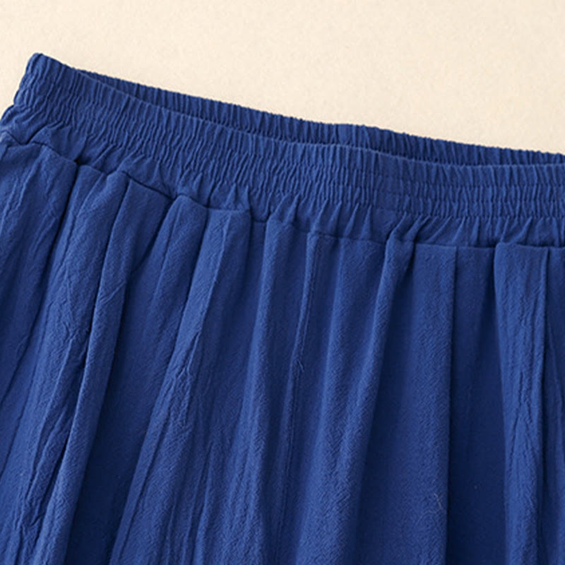 Buddha Stones通勤用 無地 レディース ハーレム ゴムウエスト コットン 7-8丈 ポケット付きパンツ - image 5