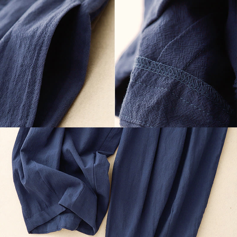 Buddha Stones通勤用 無地 レディース ハーレム ゴムウエスト コットン 7-8丈 ポケット付きパンツ - image 2