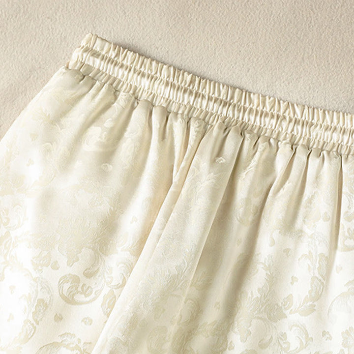 Buddha Stonesジャカード ハイウエストデザイン レディース ワイドレッグ サーマル 厚手パンツ ポケット付き - image 3