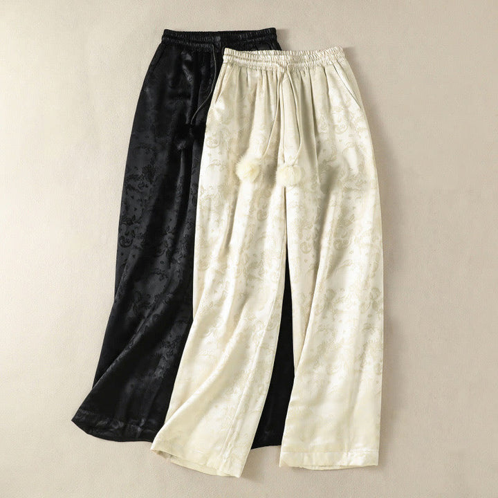 Buddha Stonesジャカード ハイウエストデザイン レディース ワイドレッグ サーマル 厚手パンツ ポケット付き - image 17