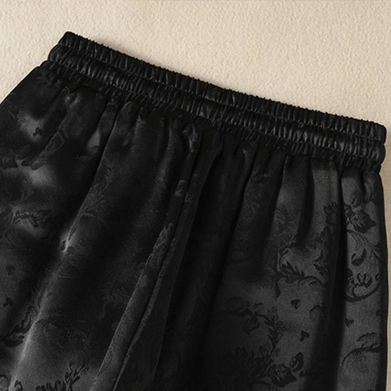 Buddha Stonesジャカード ハイウエストデザイン レディース ワイドレッグ サーマル 厚手パンツ ポケット付き - image 13