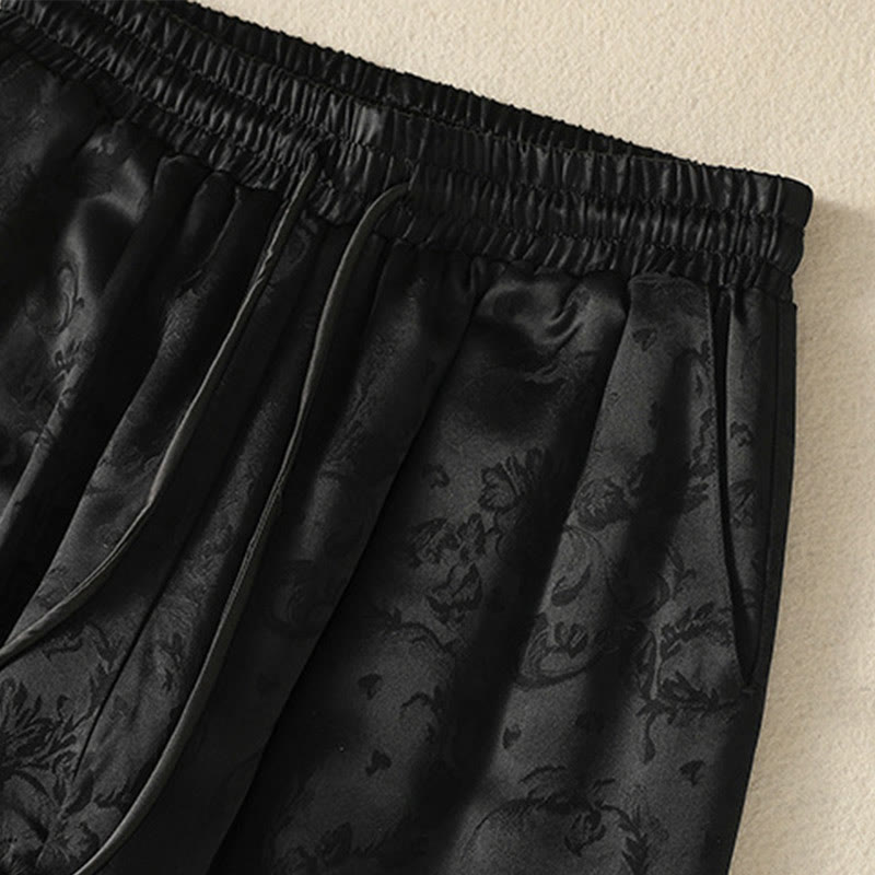 Buddha Stonesジャカード ハイウエストデザイン レディース ワイドレッグ サーマル 厚手パンツ ポケット付き - image 14