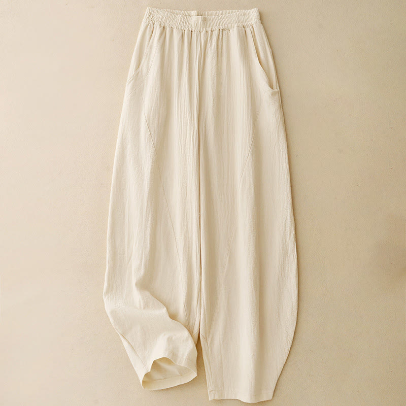 Buddha Stones秋冬 無地 パッチワーク シンプルデザイン レディース ワイドレッグパンツ ポケット付き - image 0