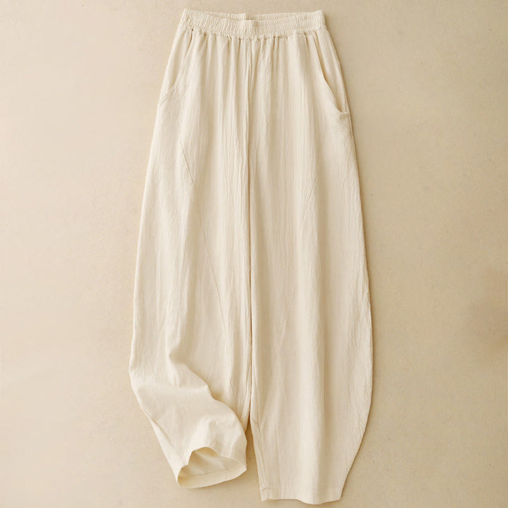 Buddha Stones秋冬 無地 パッチワーク シンプルデザイン レディース ワイドレッグパンツ ポケット付き - image 0