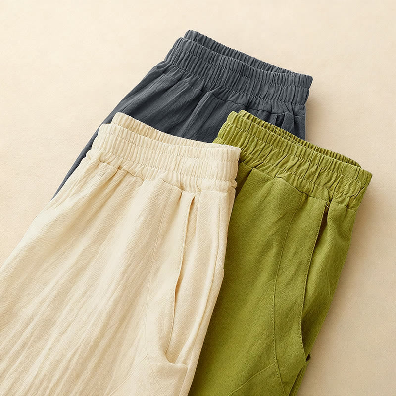 Buddha Stones秋冬 無地 パッチワーク シンプルデザイン レディース ワイドレッグパンツ ポケット付き - image 15