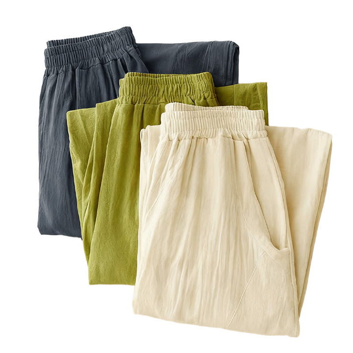 Buddha Stones秋冬 無地 パッチワーク シンプルデザイン レディース ワイドレッグパンツ ポケット付き - image 16