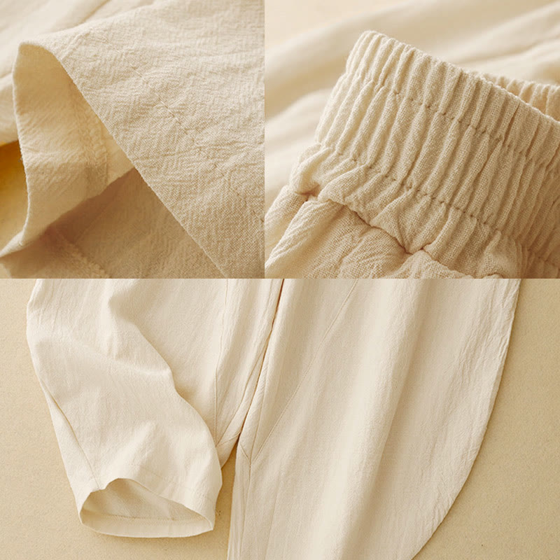 Buddha Stones秋冬 無地 パッチワーク シンプルデザイン レディース ワイドレッグパンツ ポケット付き - image 6