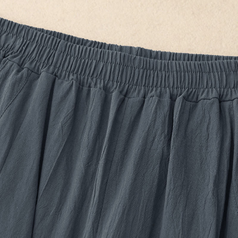 Buddha Stones秋冬 無地 パッチワーク シンプルデザイン レディース ワイドレッグパンツ ポケット付き - image 11