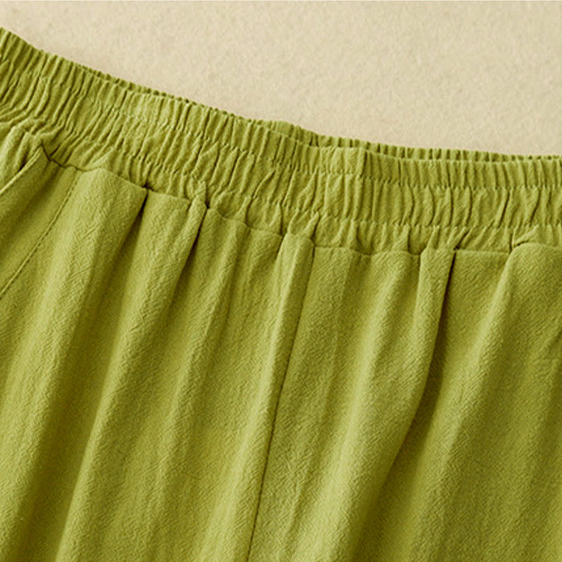 Buddha Stones秋冬 無地 パッチワーク シンプルデザイン レディース ワイドレッグパンツ ポケット付き - image 8