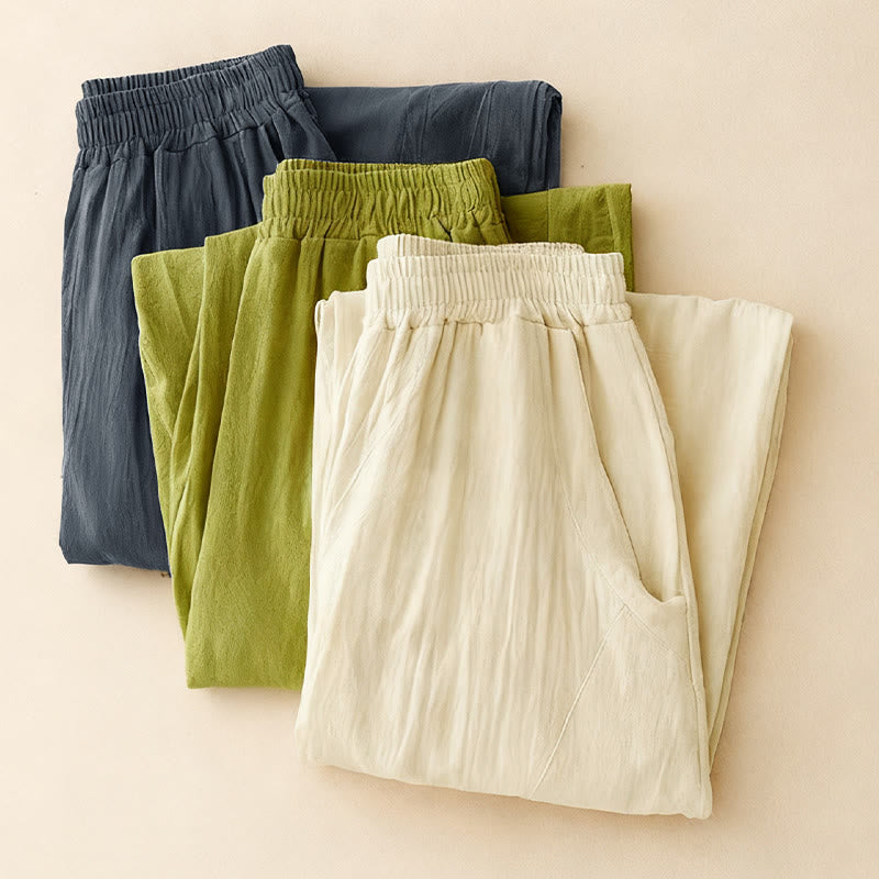 Buddha Stones秋冬 無地 パッチワーク シンプルデザイン レディース ワイドレッグパンツ ポケット付き - image 14