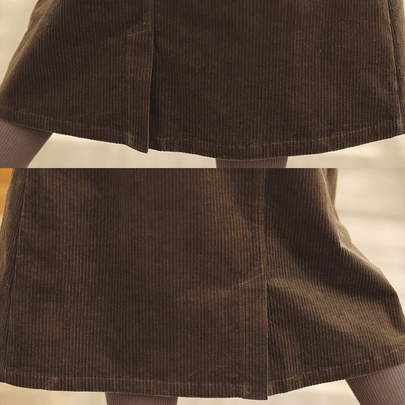 Buddha Stonesピュアカラー 伸縮性ウエスト レディース 7-8丈 コーデュロイスカート ポケット付き - image 7