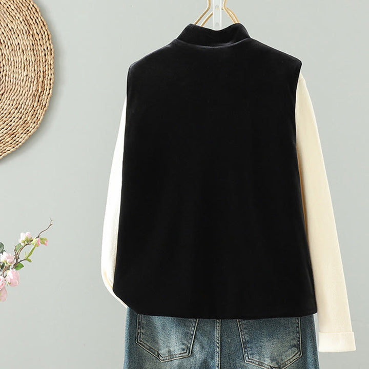 Buddha Stonesの白い花の刺繍模様のレディースノースリーブベストウエストコート - image 1