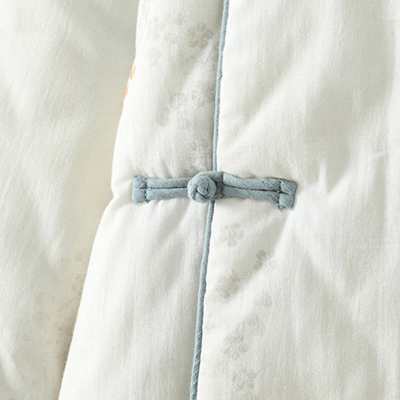 Buddha Stonesレディース ブルーフラワー フロッグボタンデザイン 長袖 サーマルジャケット - image 7