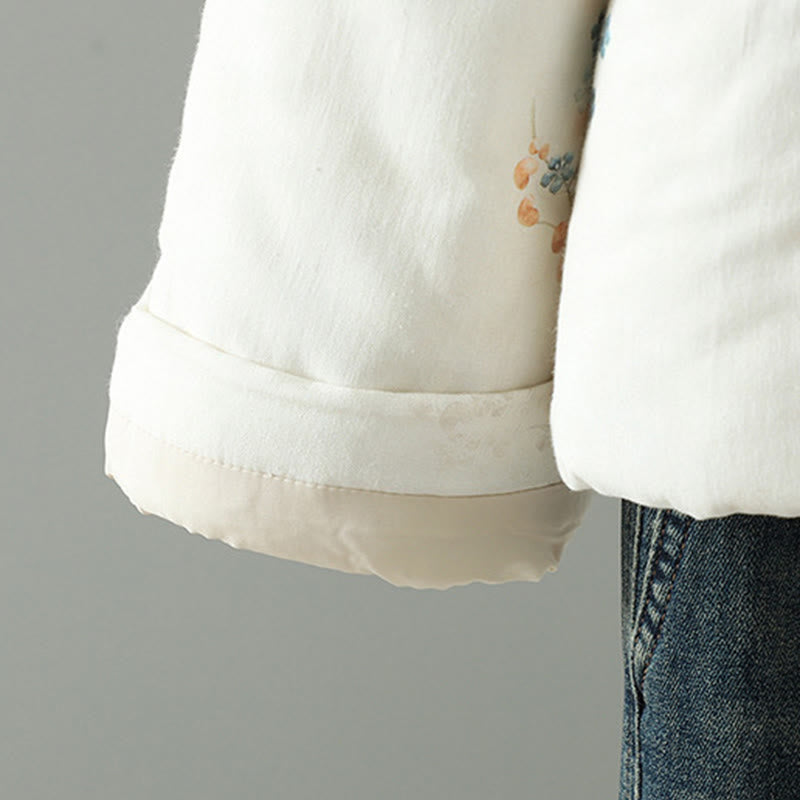 Buddha Stonesレディース ブルーフラワー フロッグボタンデザイン 長袖 サーマルジャケット - image 5