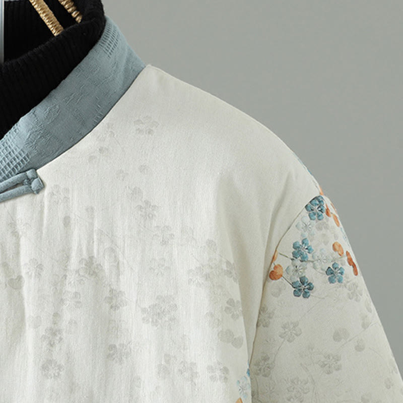 Buddha Stonesレディース ブルーフラワー フロッグボタンデザイン 長袖 サーマルジャケット - image 4