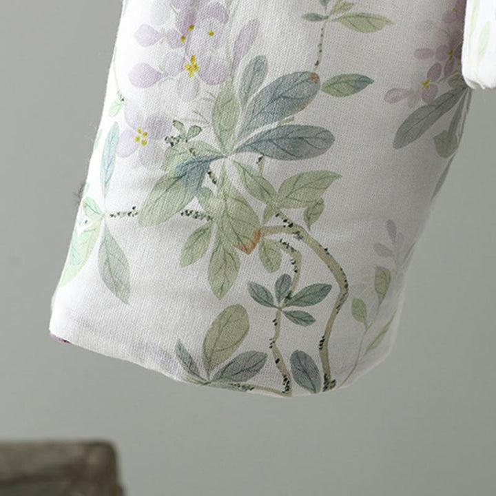 Buddha Stonesレディース パープルフラワーリーフ フロッグボタンデザイン 長袖 サーマルジャケット - image 7