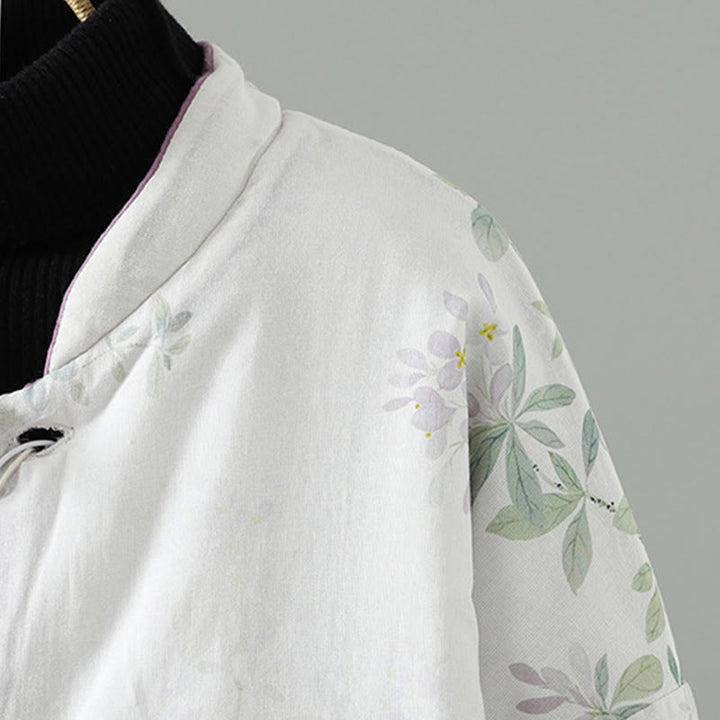 Buddha Stonesレディース パープルフラワーリーフ フロッグボタンデザイン 長袖 サーマルジャケット - image 4