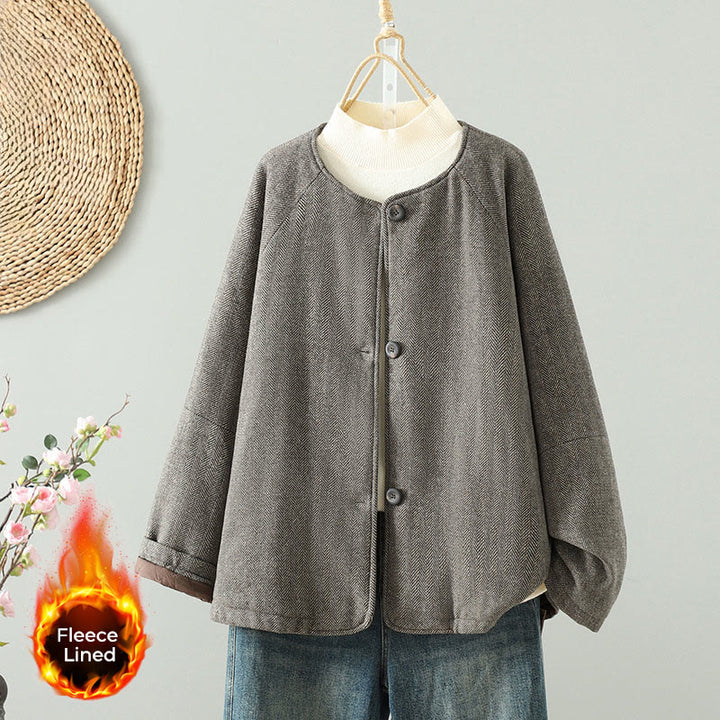 Buddha Stonesレディース ブラウン ボタンデザイン 長袖 サーマルジャケット ポケット付き - タン - US12、 UK/AU16、 EU44 (2XL) - image 0