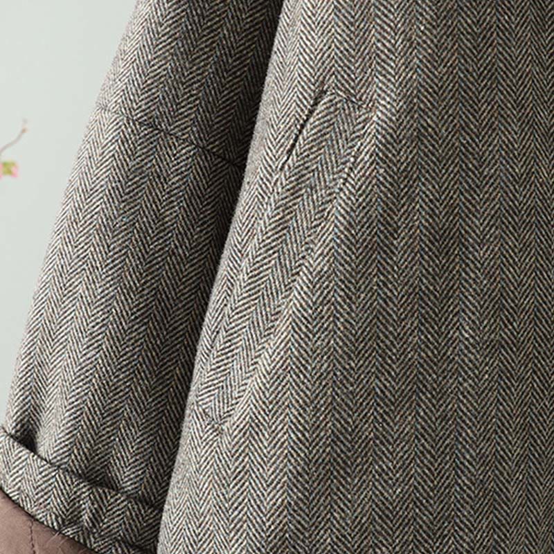 Buddha Stonesレディース ブラウン ボタンデザイン 長袖 サーマルジャケット ポケット付き - image 5