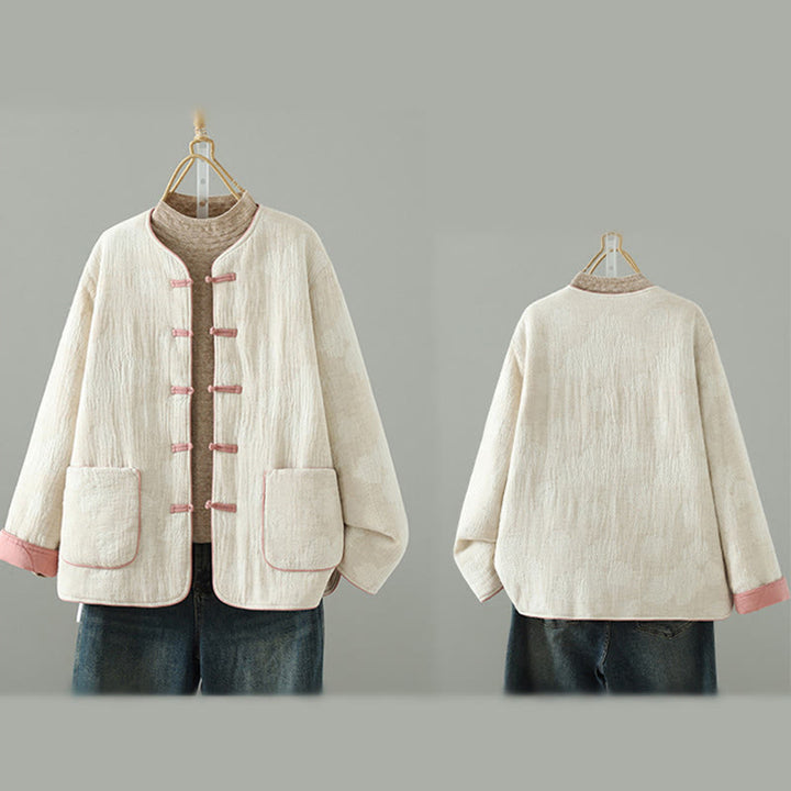 Buddha Stonesレディース ベージュ フロッグボタン 長袖 サーマルジャケット ポケット付き - image 11