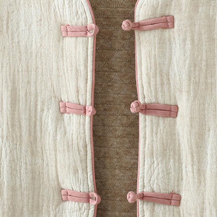 Buddha Stonesレディース ベージュ フロッグボタン 長袖 サーマルジャケット ポケット付き - image 8