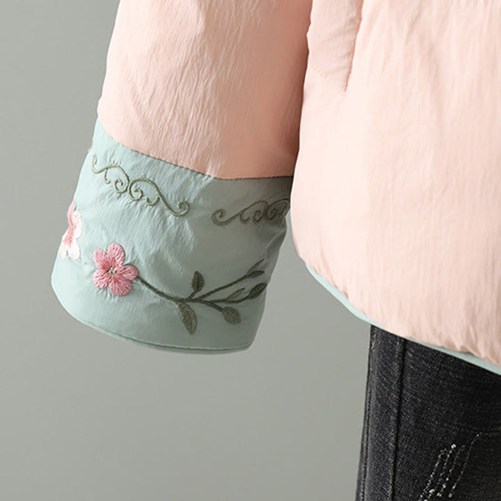 Buddha Stones桃の花刺繍 カエルボタン 長袖 保温 レディース ジャケット ポケット付き - image 8