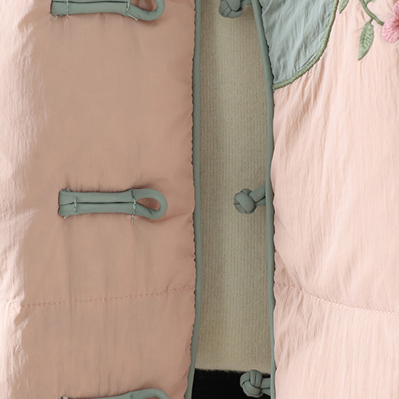 Buddha Stones桃の花刺繍 カエルボタン 長袖 保温 レディース ジャケット ポケット付き - image 10