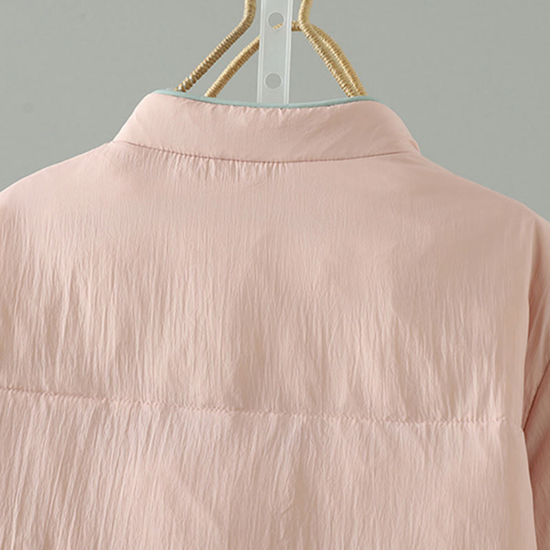 Buddha Stones桃の花刺繍 カエルボタン 長袖 保温 レディース ジャケット ポケット付き - image 4