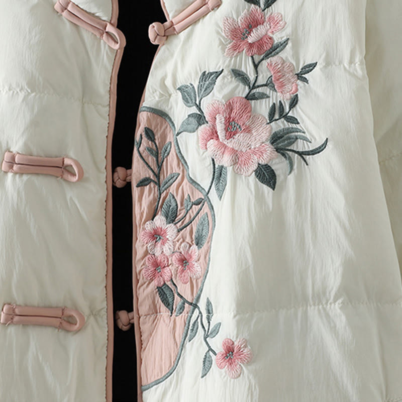 Buddha Stones桃の花刺繍 カエルボタン 長袖 保温 レディース ジャケット ポケット付き - image 19