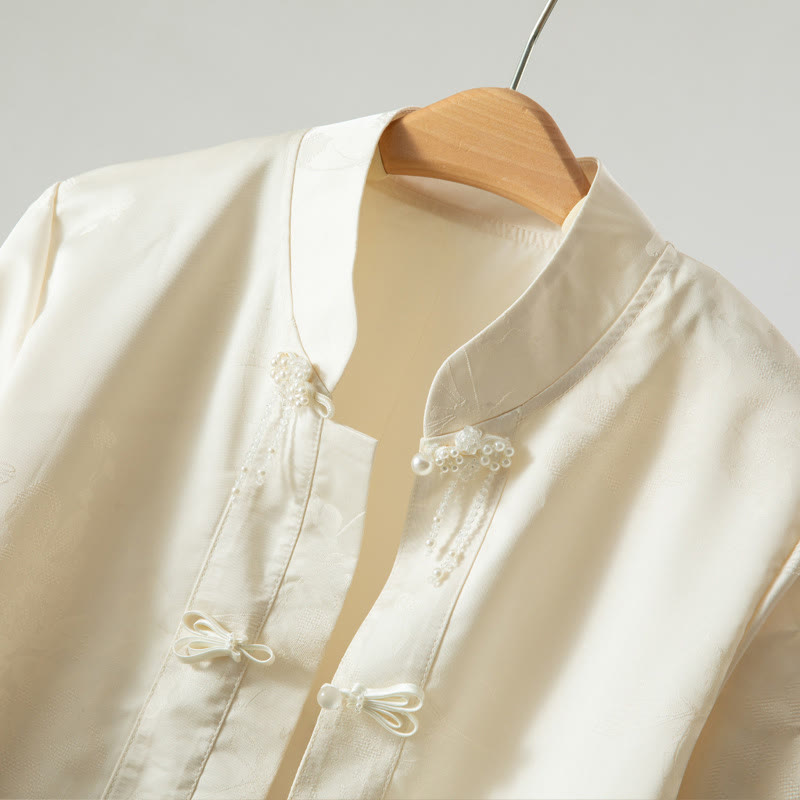 Buddha Stones秋の花刺繍 カエルボタンデザイン 長袖 レディース ジャケット - image 2