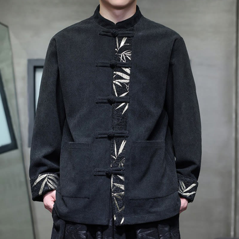 Buddha Stones秋 竹 カエルボタン 長袖 メンズ コーデュロイ コットン ジャケット ポケット付き - image 10