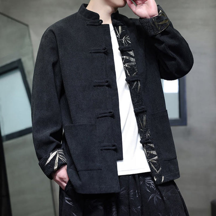 Buddha Stones秋 竹 カエルボタン 長袖 メンズ コーデュロイ コットン ジャケット ポケット付き - image 7