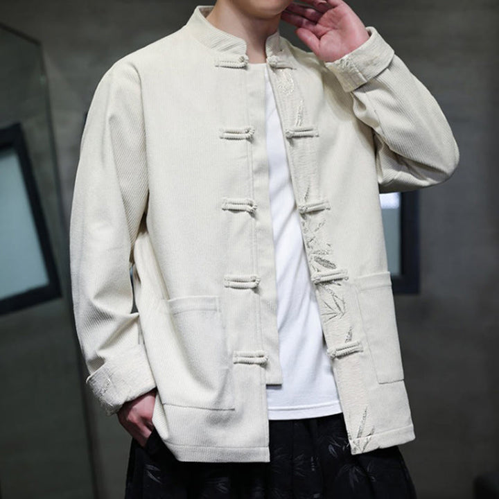 Buddha Stones秋 竹 カエルボタン 長袖 メンズ コーデュロイ コットン ジャケット ポケット付き - image 16