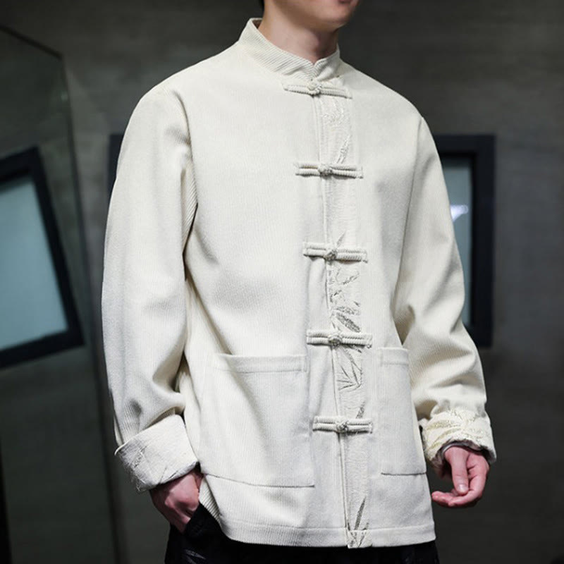 Buddha Stones秋 竹 カエルボタン 長袖 メンズ コーデュロイ コットン ジャケット ポケット付き - image 20