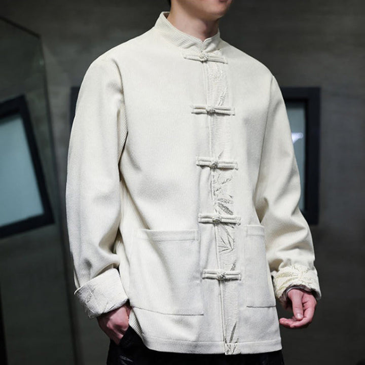 Buddha Stones秋 竹 カエルボタン 長袖 メンズ コーデュロイ コットン ジャケット ポケット付き - image 20