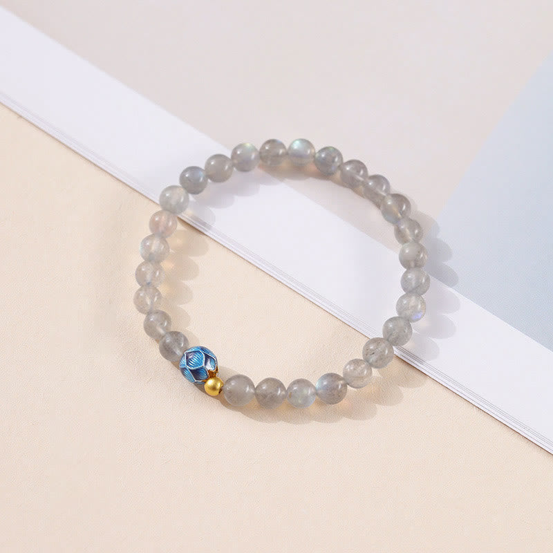 Buddha Stones天然ムーンストーン 蓮の愛のチャーミングブレスレット - image 1