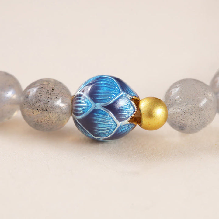 Buddha Stones天然ムーンストーン 蓮の愛のチャーミングブレスレット - image 9