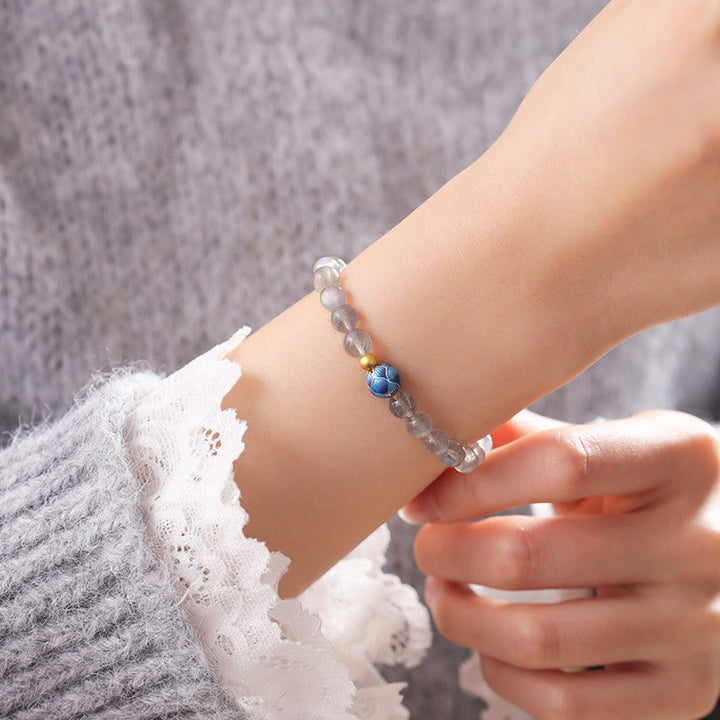 Buddha Stones天然ムーンストーン 蓮の愛のチャーミングブレスレット - image 4