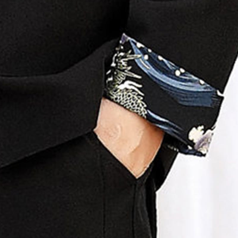 Buddha Stones 2点 唐装 竹 カエルボタン メンズ 長袖 シャツ パンツ 衣類セット - image 7