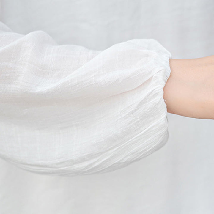 Buddha Stones 2点セット ホワイト 長袖 Vネック シャツ ワイドレッグパンツ 瞑想 レディース セット - image 11