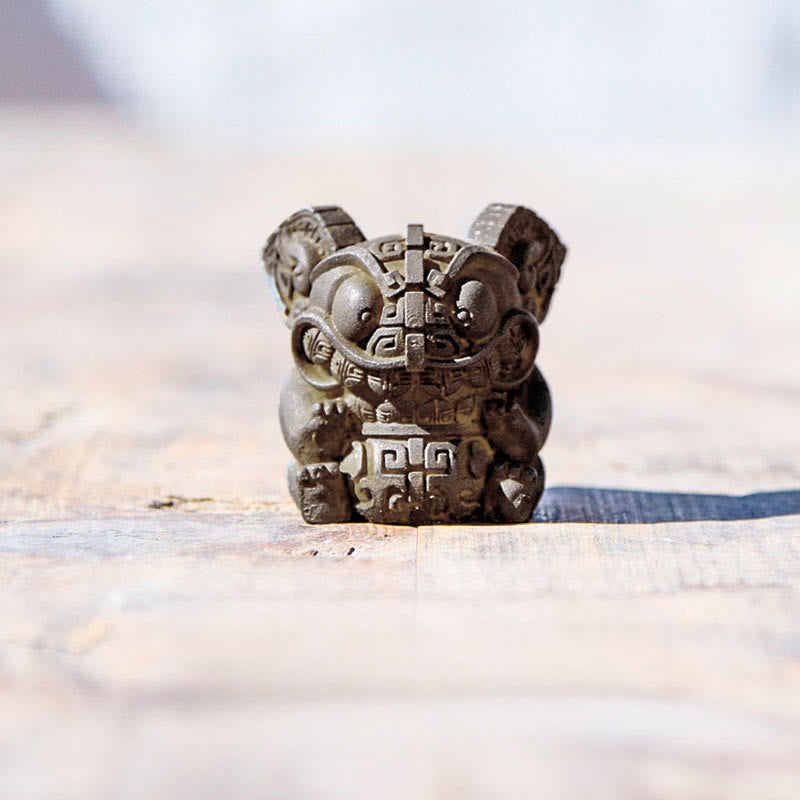 Buddha Stones手作り 金 呑み込み獣 鉄粉 錆 鋳造 樹脂 像 室内装飾 - 小 4.5×3.7×3.5cm - image 1