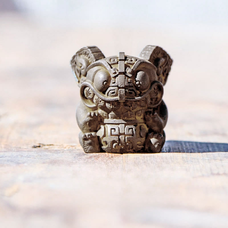 Buddha Stones手作り 金 呑み込み獣 鉄粉 錆 鋳造 樹脂 像 室内装飾 - ミディアム 5.5×4.5×4.5cm - image 2