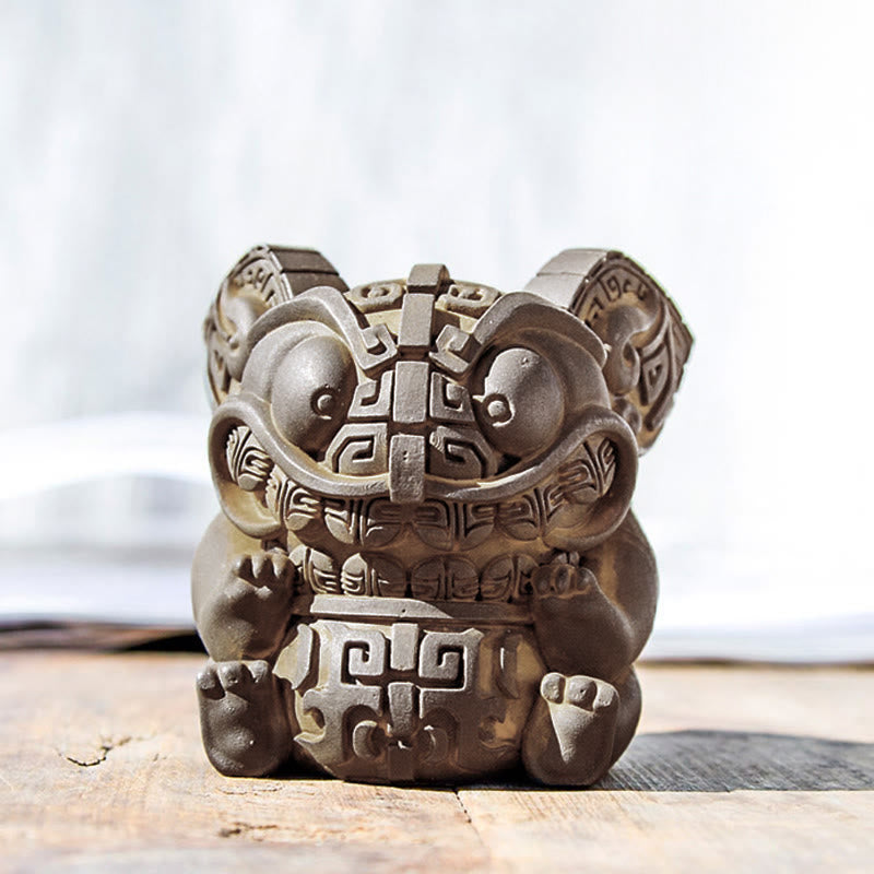 Buddha Stones手作り 金 呑み込み獣 鉄粉 錆 鋳造 樹脂 像 室内装飾 - image 0