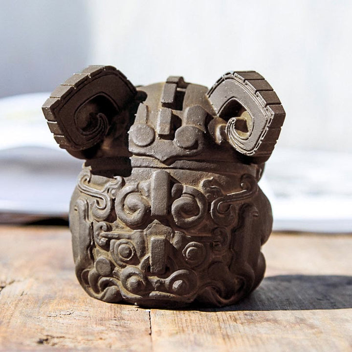 Buddha Stones手作り 金 呑み込み獣 鉄粉 錆 鋳造 樹脂 像 室内装飾 - image 5